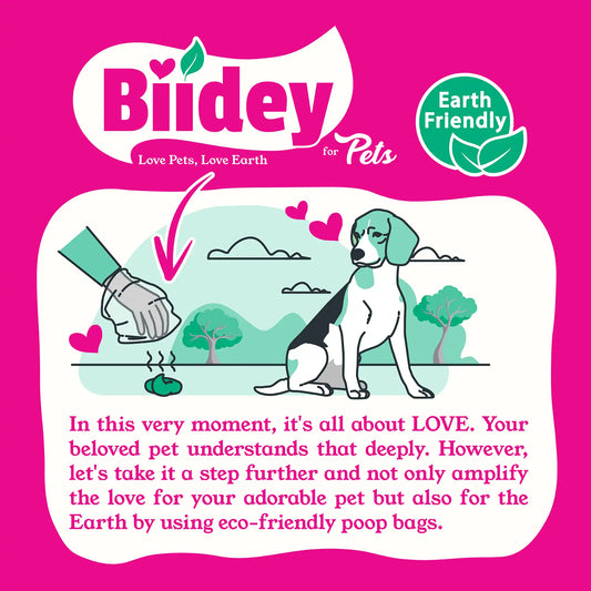 Biidey Large Dog Poop Bags Rolls Pink, Lavender Scented, XL Bulk,Pet Litter Waste Bags,Thick, Leak Proof,Tear Resistant,Odor control,Pet Supplies,Doggy Puppy, Love Heart,300 Count,20 Rolls